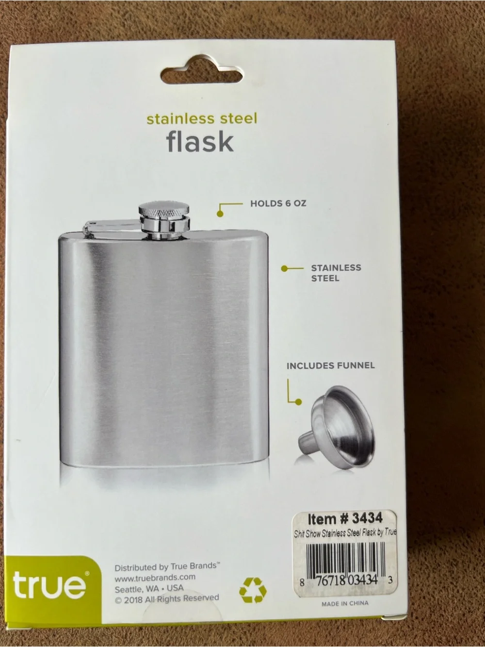 True Stainless Steel 6 oz Flask in Silver - 💩 show Novelty Engraved